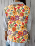 Women’s Colorful Hand-Painted Floral Print Versatile Knitted Vest