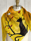 Autumn Winter Cute Cat Print Triangle Knitted Scarf