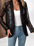 Women’s Spring And Summer Lace Suit Jacket Black / S