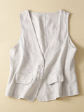 Women’s Cotton And Linen Casual Vest White / M