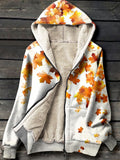 Autumn Maple Leaves Art Print Waffle Plush Thick Long-Sleeved Hooded Coat Multicolor / S