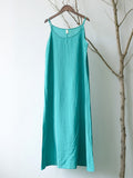 Women’s Cotton And Linen Light Weight Summer Inner Camisole Dress Green / M