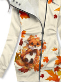 Women’s Cute Maple Leaf Fox Keeping Warm Fashion Casual Sweatshirt