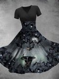 Women's Halloween Bat Black Cat Maxi Dress