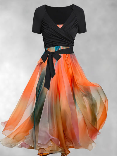 Women's Tie Dye Art Print Two Piece Dress