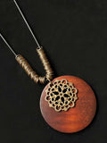 Women’s Ethnic Style Wood And Alloy Long Chain Necklace Snowflakea / Onesize