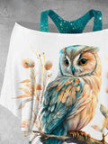 Women's Owl Art Design Two Piece Suit Top