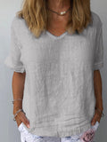 Women’s Cotton & Linen Casual Top Grey / S