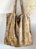 Cute Vintage Collage Floral Print Linen Tote Bag