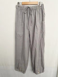 High-Waisted Buttoned Cotton And Linen Pants Cropped Gray / S