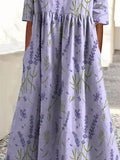 Women’s Lovely Lavender Art Print Pocket Cotton Dress