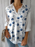 Women’s Cute Little Blue Flower Print Versatile Knitted Vest Multicolor / Over-Size