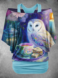 Women's Magic Owl Flower Animal Two Piece Suit Top