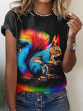 Squirrel Rainbow Artistic Casual T-shirt