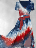 Women's Flag Tie Dye Art Print Two Piece Dress