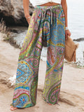 Women’s Vintage Ethnic Art Printed Cotton And Linen Casual Pants Multicolor / S