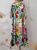 Women’s Watercolor Floral Art Print Flowy Dress