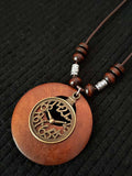 Women’s Ethnic Style Wood And Alloy Long Chain Necklace Timeclock / Onesize