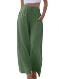 Women's Solid Color Loose Elegant Casual Simple Cotton And Linen Pants