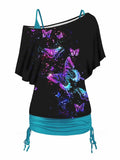 Women's Artistic Design Butterfly Two Piece Suit Top