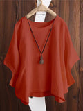 Women’s Solid Color Loose Elegant Bat Sleeve Casual Cotton And Linen Shirt Light Red / S