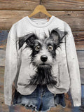 Funny Ink Color Dog Art Design Print Casual Sweatshirt