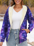 Purple Space Stars Art Print Waffle Plush Thick Long-Sleeved Hooded Coat