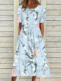 Boho Floral Print Loose Flowy Long Dresses