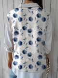 Women’s Cute Little Blue Flower Print Versatile Knitted Vest