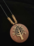 Women’s Ethnic Style Wood And Alloy Long Chain Necklace Wealthtreea / Onesize