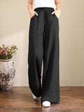 Women’s Solid Color Loose Elegant Casual Simple Cotton And Linen Pants