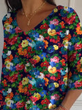 Rich And Diverse Floral Garden Pattern Printed Women’s Casual Pullover Knit