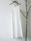 Women’s Cotton And Linen Light Weight Summer Inner Camisole Dress White / M