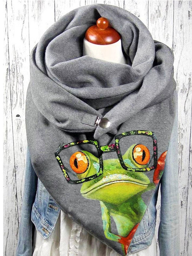 Women's Funny Frog Print Casual Scarf