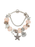 Vacation Style Fashion Turtle Dolphin Starfish Big Hole Beaded Bracelet Beige / 18Cm