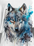 Women's Artistic Design Wolf Stars Two Piece Suit Top