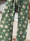 Women’s Vintage Star Art Printed Cotton And Linen Casual Pants