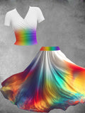 Women's Gradient Art Rainbow Two-Piece Sets