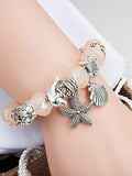 Vacation Style Fashion Turtle Dolphin Starfish Big Hole Beaded Bracelet