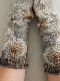 Women's Knit Vintage Christmas Gift Dandelion Art Printing Fingerless Gloves