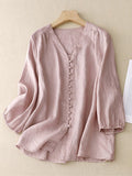 Women’s French Style Cotton And Linen Summer Shirt Pink / M