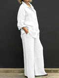 Women’s Solid Color Loose Elegant Casual Shirt Suit White / S