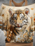 Women's Tiger Art Design Two Piece Suit Top