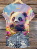 Rainbow Panda Lgbt Bisexual Transgender Lesbian Print T-Shirt