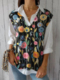 Colorful Midnight Spring Garden Printed Women’s Versatile Knitted Vest Multicolor / S