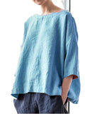 Cotton And Linen Vintage Fan Cover-Up Blue / S