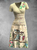 Women’s Owl Art Printed Dress Color / S