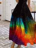 Women's Rainbow Ombre Print V Neck Maxi Dress