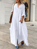 Women’s Solid Color Casual Dress White / S