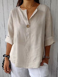 Women’s Casual Cotton Linen Shirt Sand / S